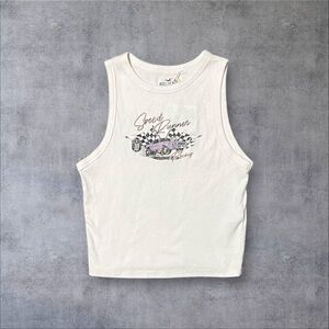 Speed Runner Racing White Crop Tank